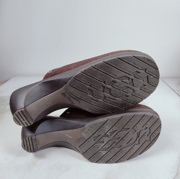 UGG Fiona Brown Suede Shearling Lined Slip On Clogs Mules, Sz 7 - Picture 8 of 10